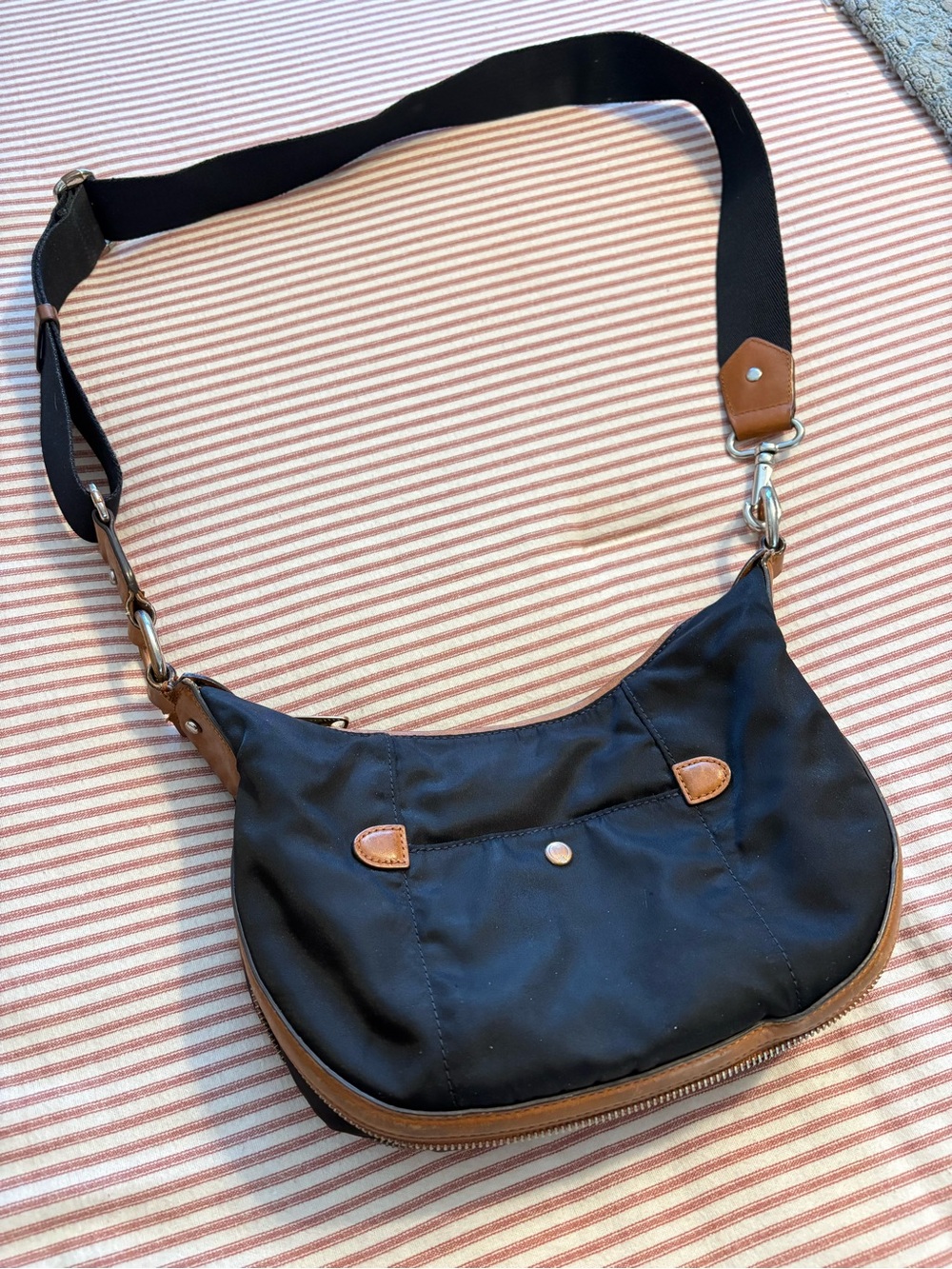Lauren Ralph Lauren Black Crossbody Bag with Tan Accents